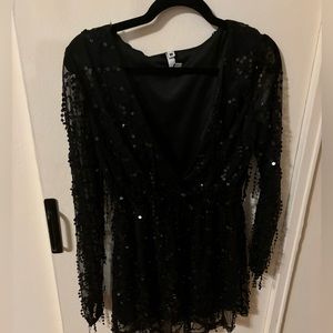 Sheer sleeves black romper